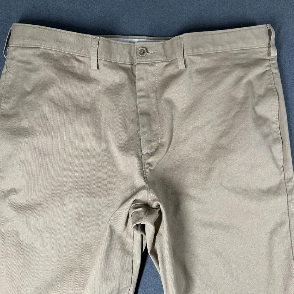 Lands End Mens 38‎ Khaki Traditional Fit Flat Front Chino Pants Pockets
